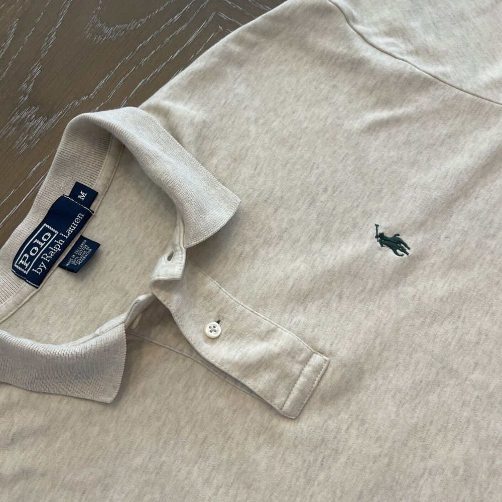 Polo Ralph Lauren XL Mens Cream  Short Sleeve Spread Collar Polo Shirt EXCELLENT